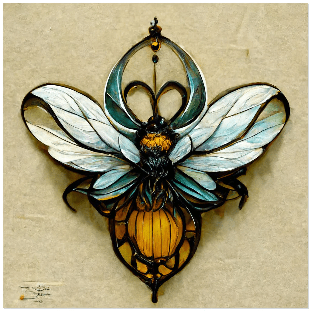 Blue Art Nouveau Bee - That Bee Place