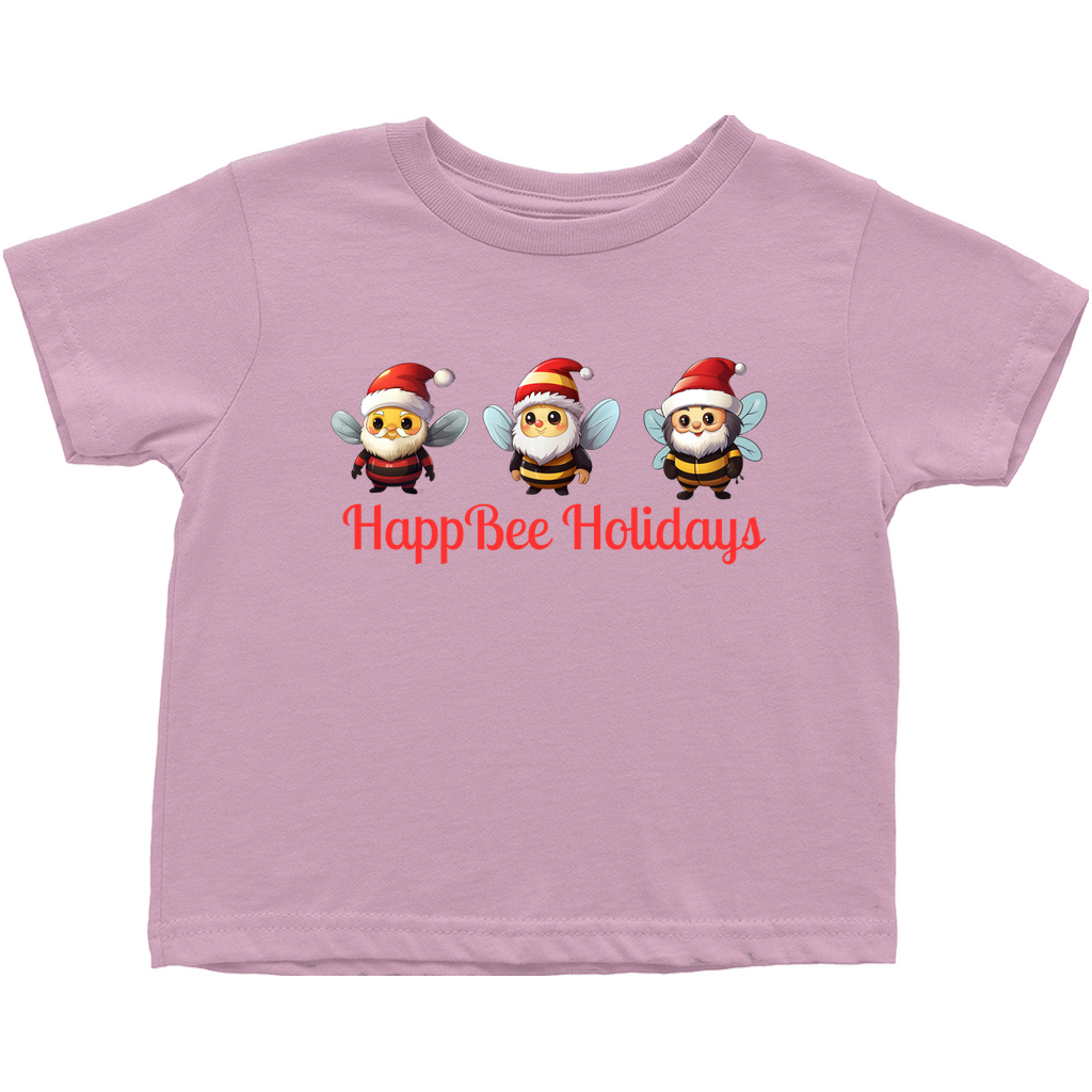 Happy Holidays Gnome Bees Toddler T-Shirt Pink Baby & Toddler Tops apparel holiday store
