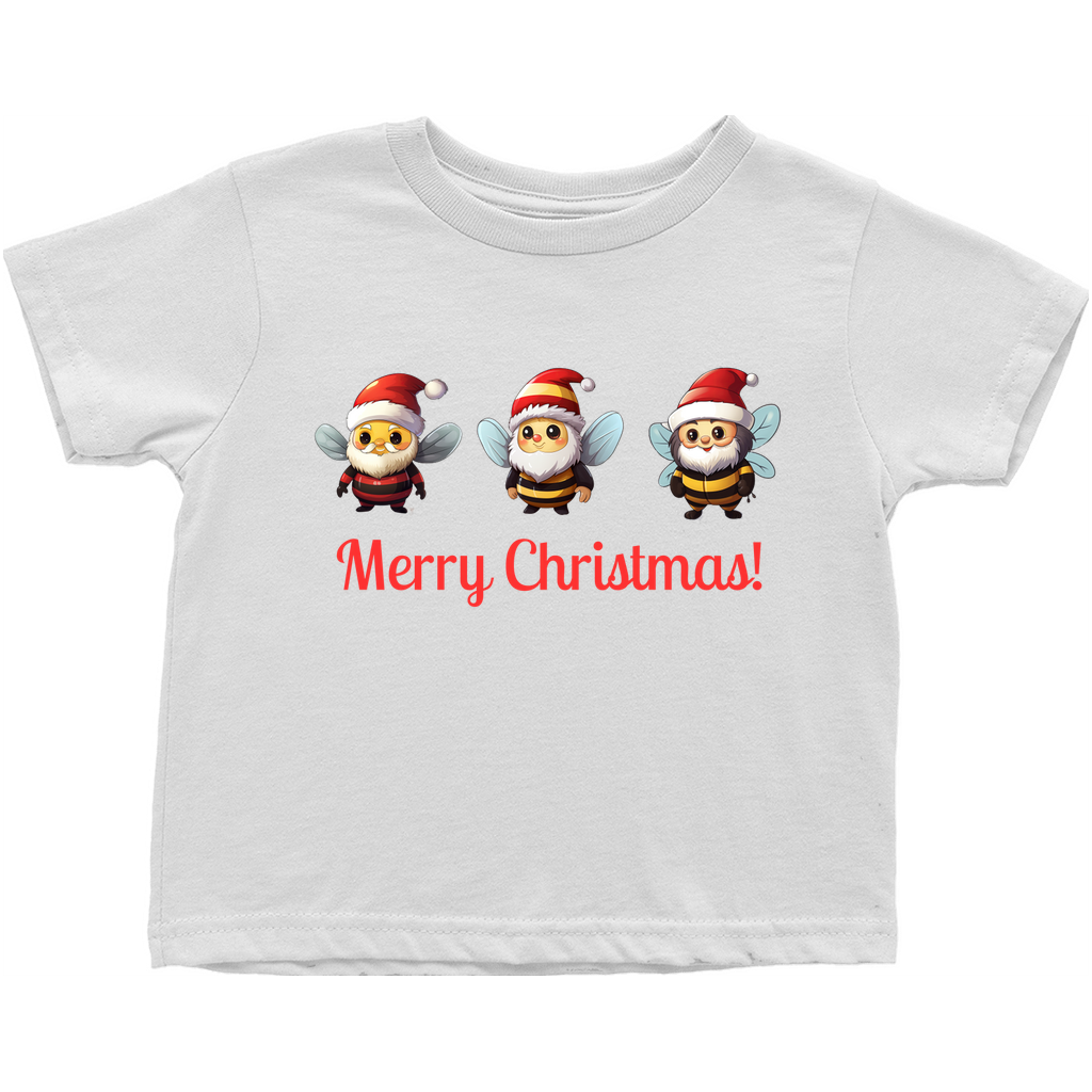 Merry Christmas Gnome Bees Toddler T-Shirt White Baby & Toddler Tops apparel holiday store