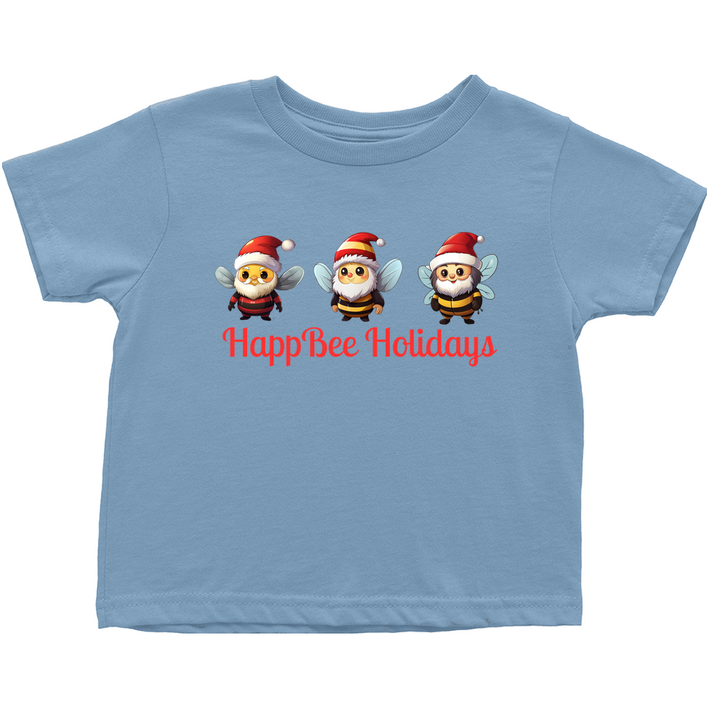Happy Holidays Gnome Bees Toddler T-Shirt Light Blue Baby & Toddler Tops apparel holiday store