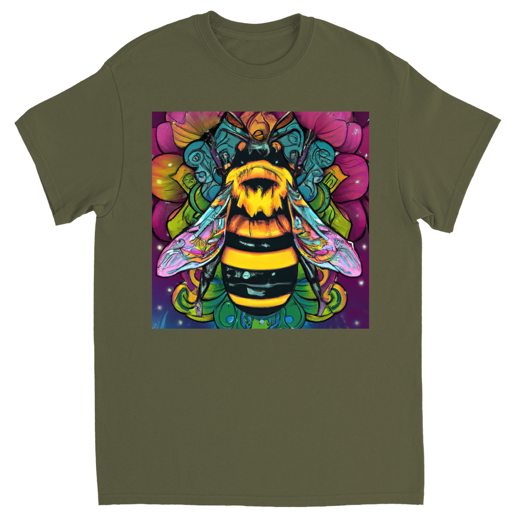 Psychic Bee Unisex Adult T-Shirt Military Green Shirts & Tops apparel