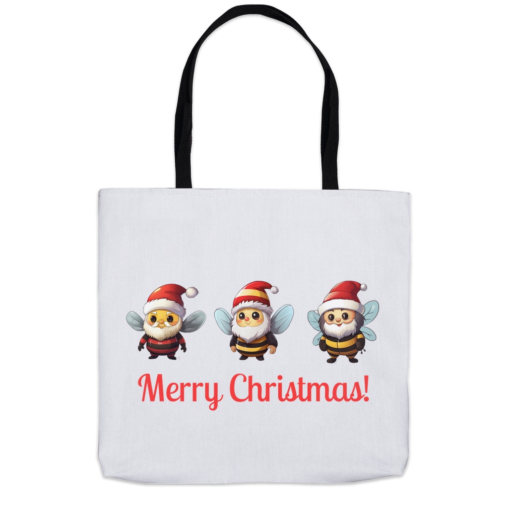 Merry Christmas Gnome Bees Tote Bag 18x18 inch Shopping Totes bee tote bag gift for bee lover gifts holiday store original art tote bag totes zero waste bag