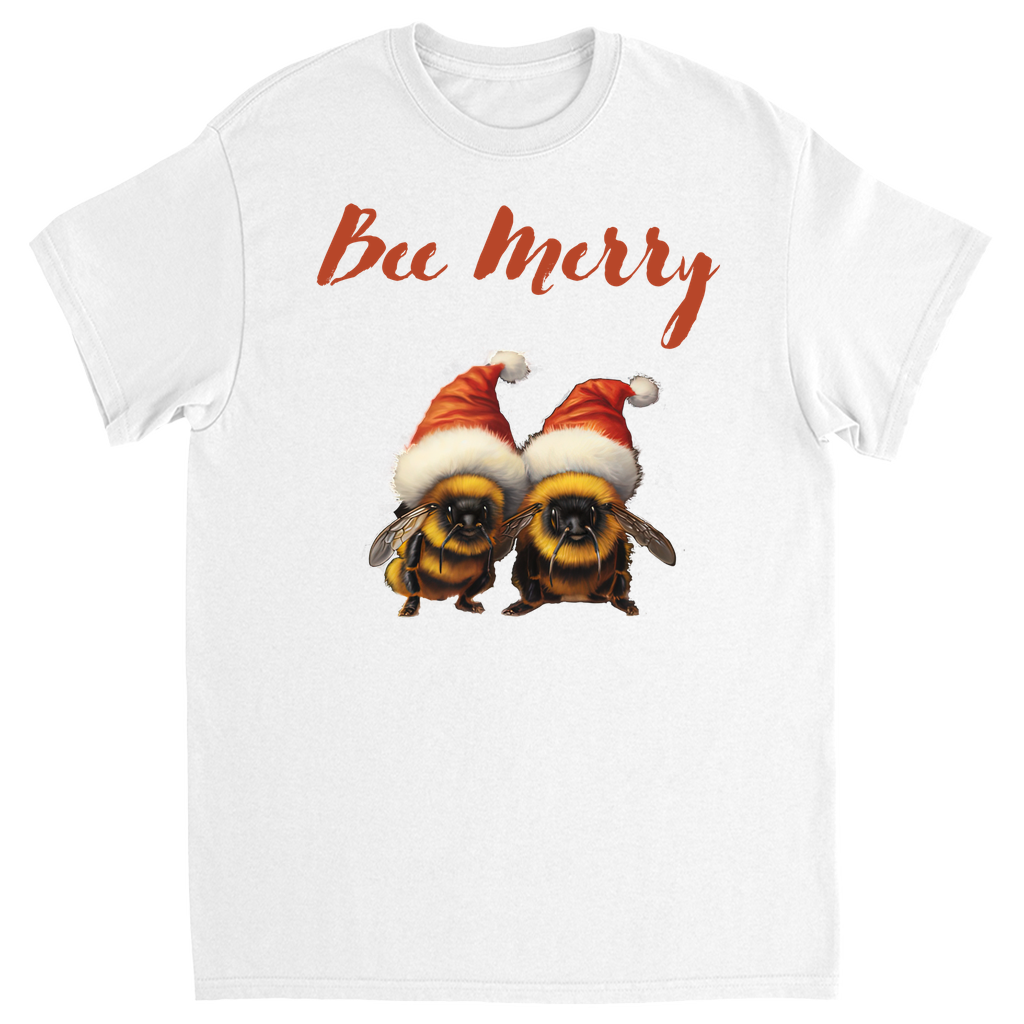 Bee Merry Unisex Adult T-Shirts White holiday store