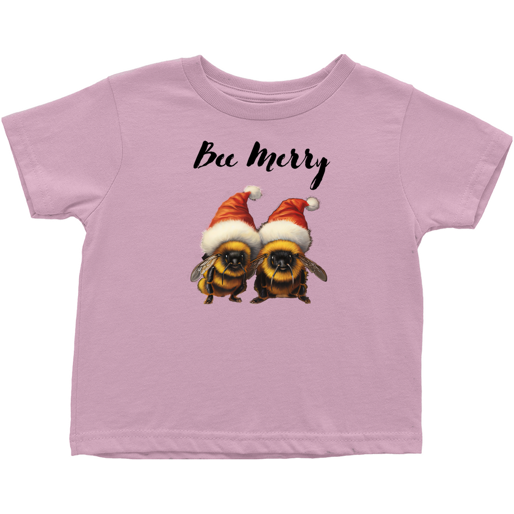 Bee Merry Toddler T-Shirt Pink Baby & Toddler Tops apparel holiday store