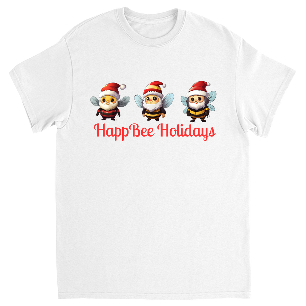 HappBee Holidays Gnome Bees Unisex Adult T-Shirts White holiday store