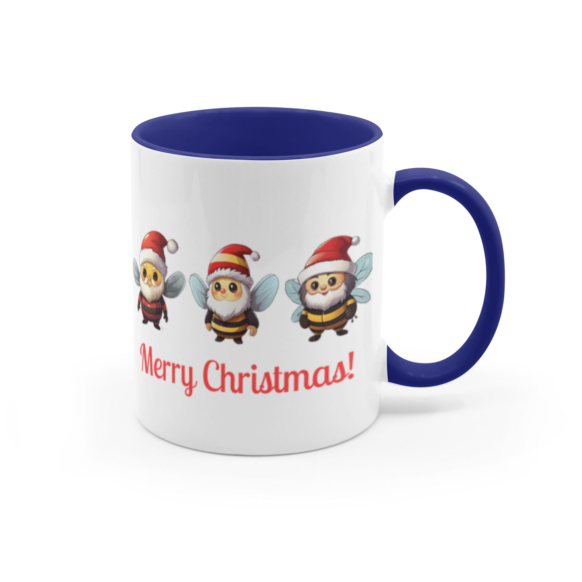 Merry Christmas 11 oz. Accent Mug 11 oz White With Dark Blue Accents Coffee & Tea Cups gifts holiday store