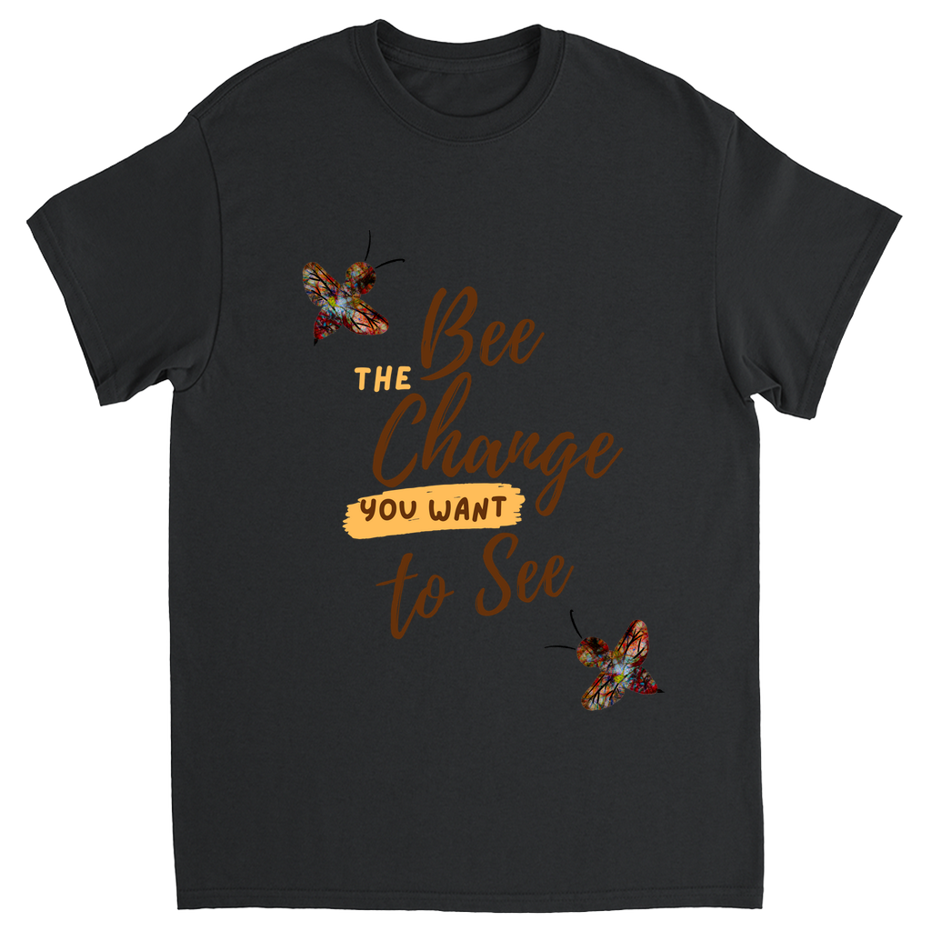 Bee the Change Unisex Adult T-Shirts Black Shirts & Tops