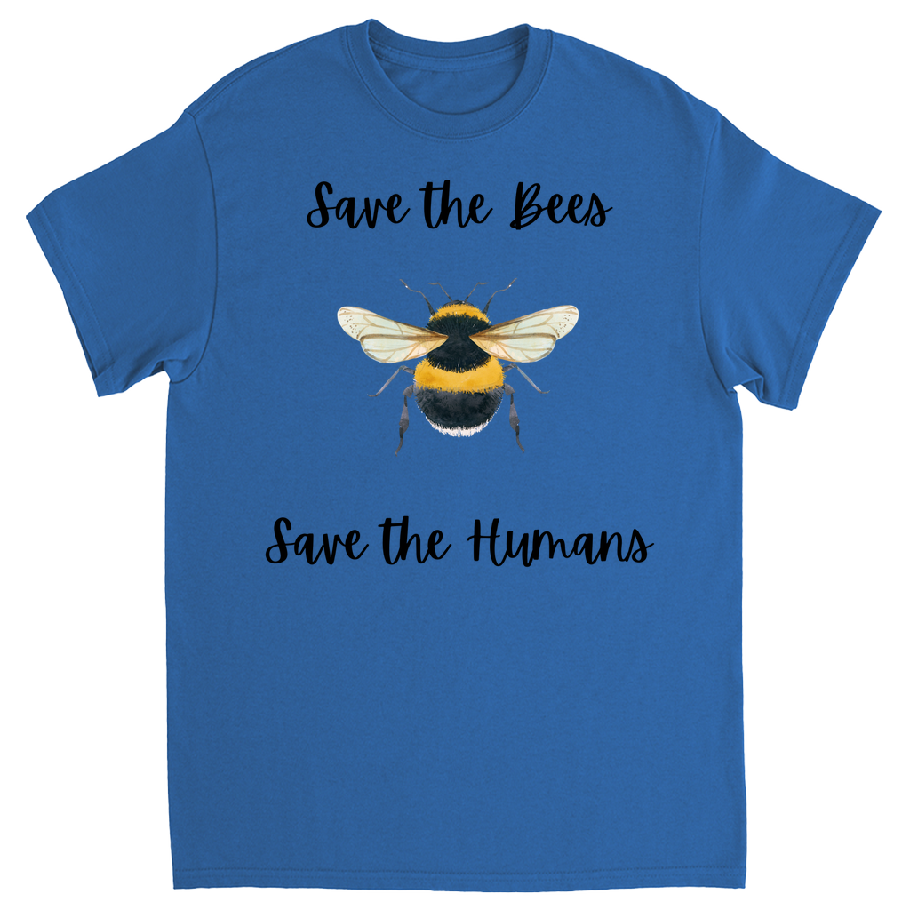 Save the Bees Save the Humans Unisex Adult T-Shirts Royal