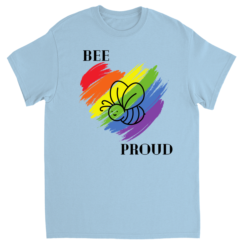 Bee Proud Heart Unisex Adult T-Shirt Light Blue Shirts & Tops