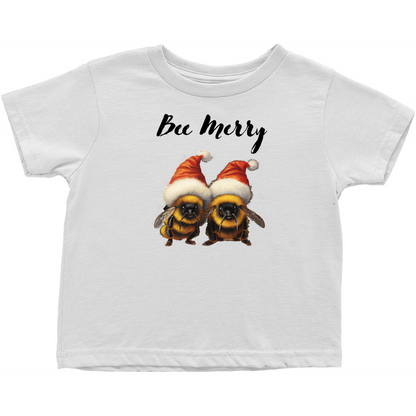 Bee Merry Toddler T-Shirt White Baby & Toddler Tops apparel holiday store