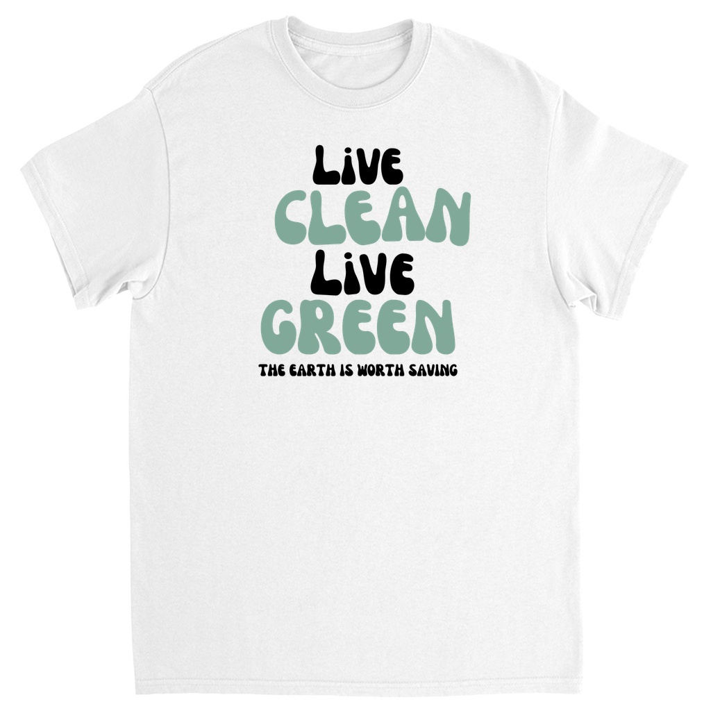 Live Clean Live Green Adult Unisex T-Shirts White Shirts & Tops