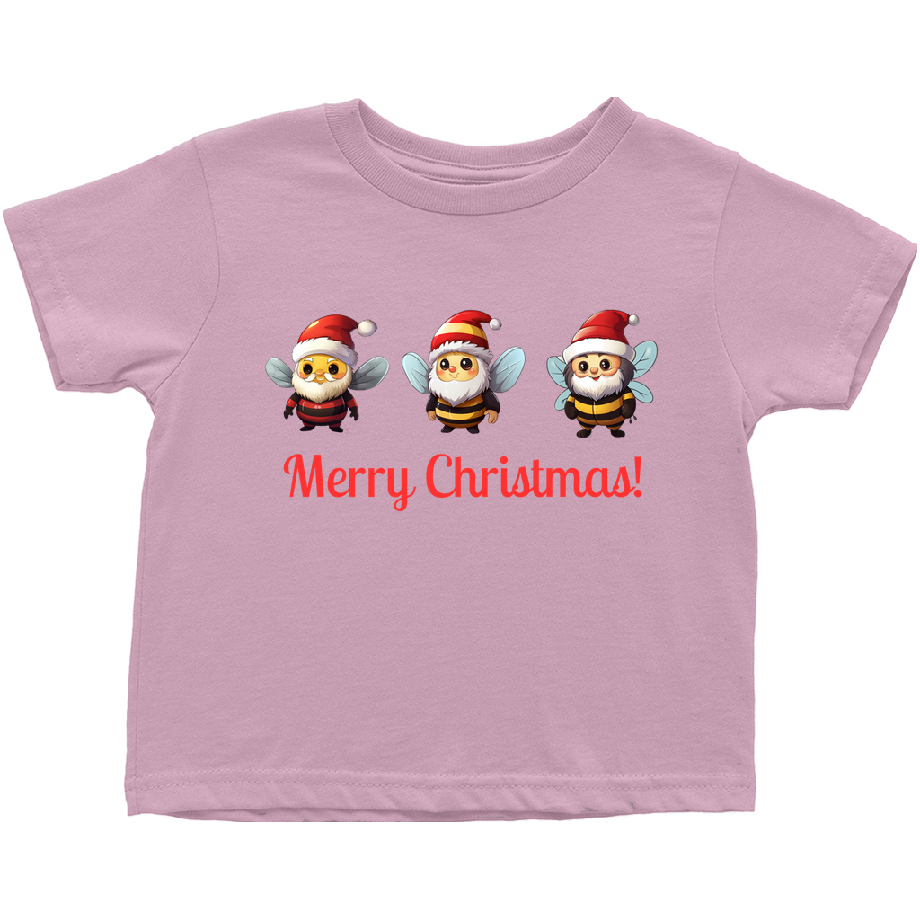 Merry Christmas Gnome Bees Toddler T-Shirt Pink Baby & Toddler Tops apparel holiday store