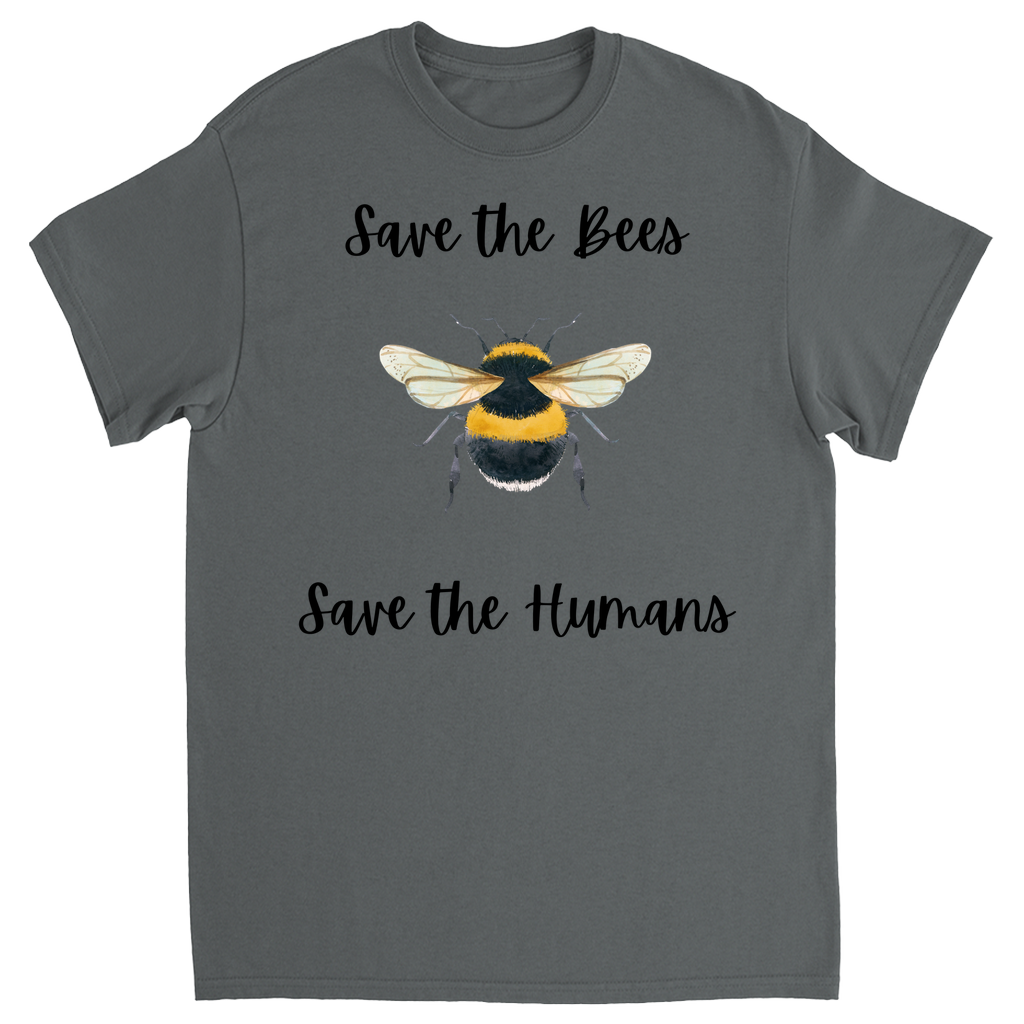 Save the Bees Save the Humans Unisex Adult T-Shirts Charcoal
