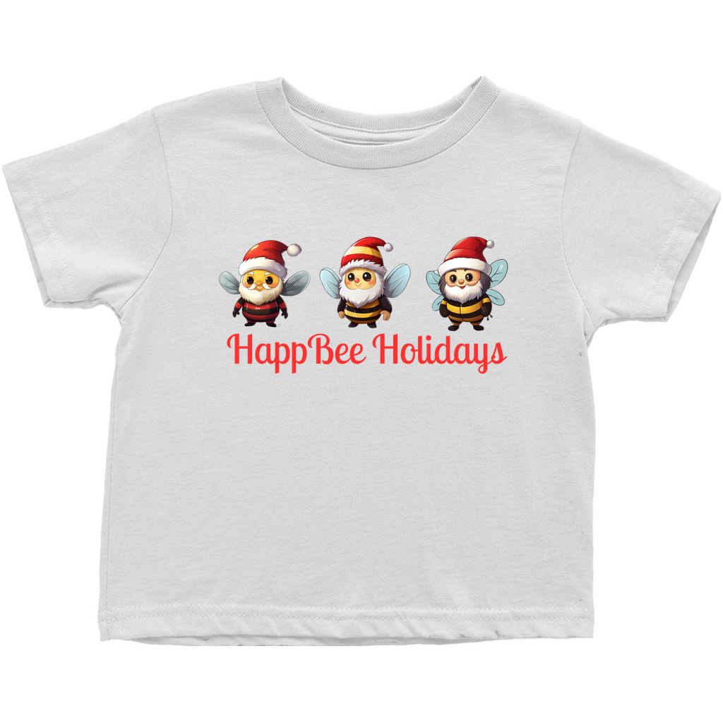 Happy Holidays Gnome Bees Toddler T-Shirt White Baby & Toddler Tops apparel holiday store