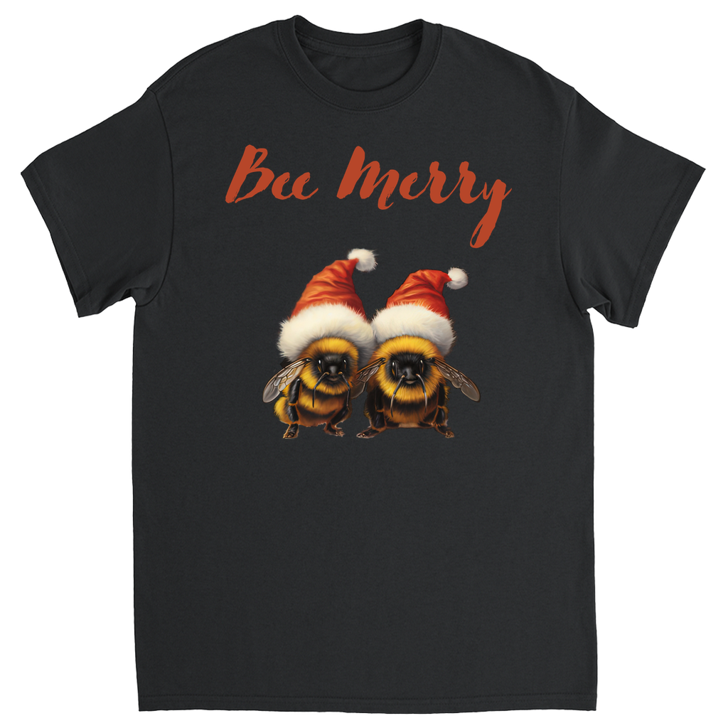 Bee Merry Unisex Adult T-Shirts Black holiday store