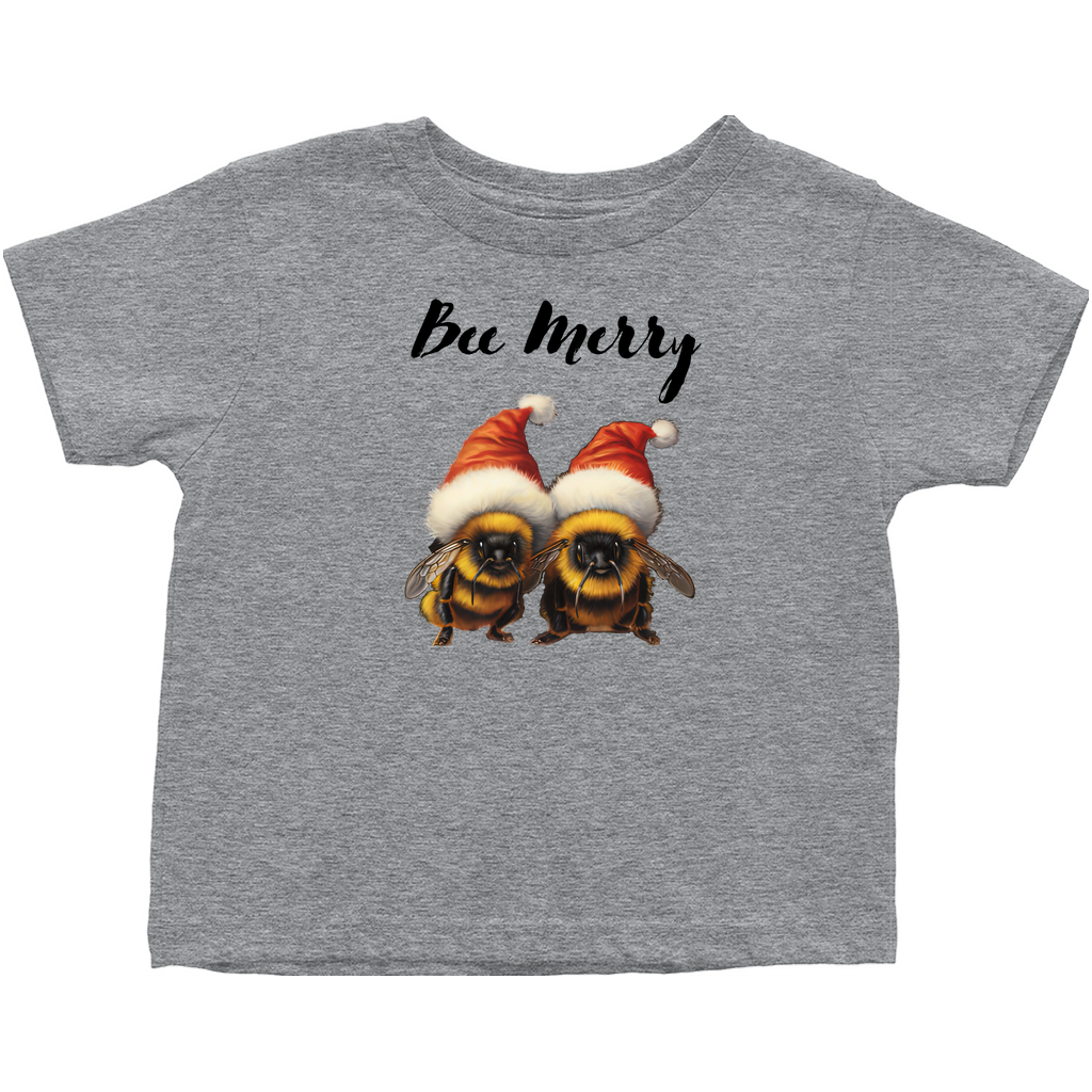 Bee Merry Toddler T-Shirt Heather Grey Baby & Toddler Tops apparel holiday store