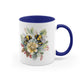 Bees On Christmas Holly 11 oz. Accent Mug 11 oz White With Dark Blue Accents Coffee & Tea Cups gifts holiday store