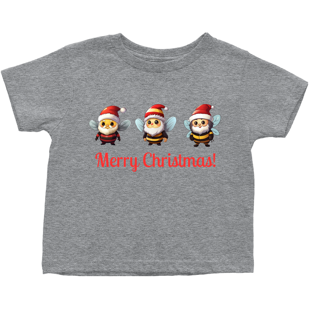 Merry Christmas Gnome Bees Toddler T-Shirt Heather Grey Baby & Toddler Tops apparel holiday store