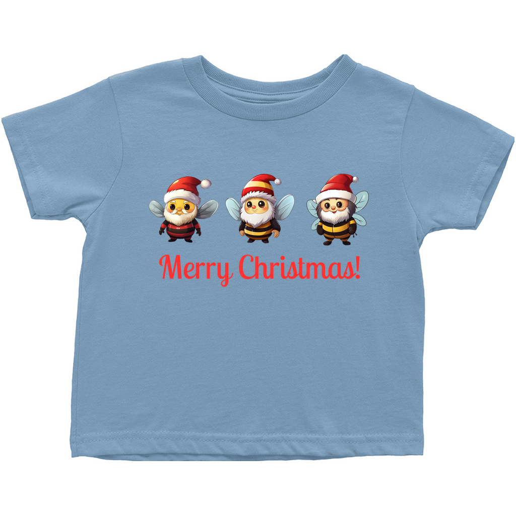 Merry Christmas Gnome Bees Toddler T-Shirt Light Blue Baby & Toddler Tops apparel holiday store