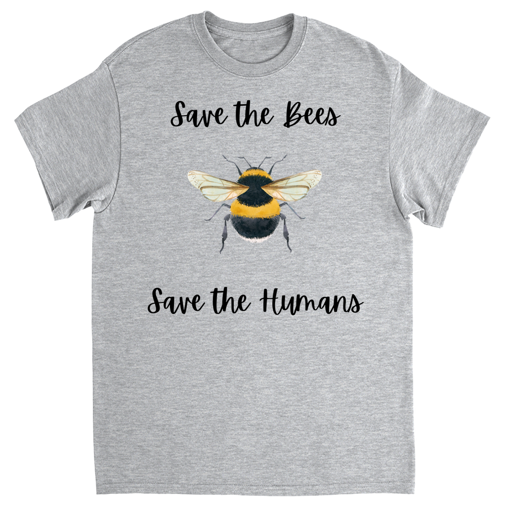 Save the Bees Save the Humans Unisex Adult T-Shirts Sport Grey