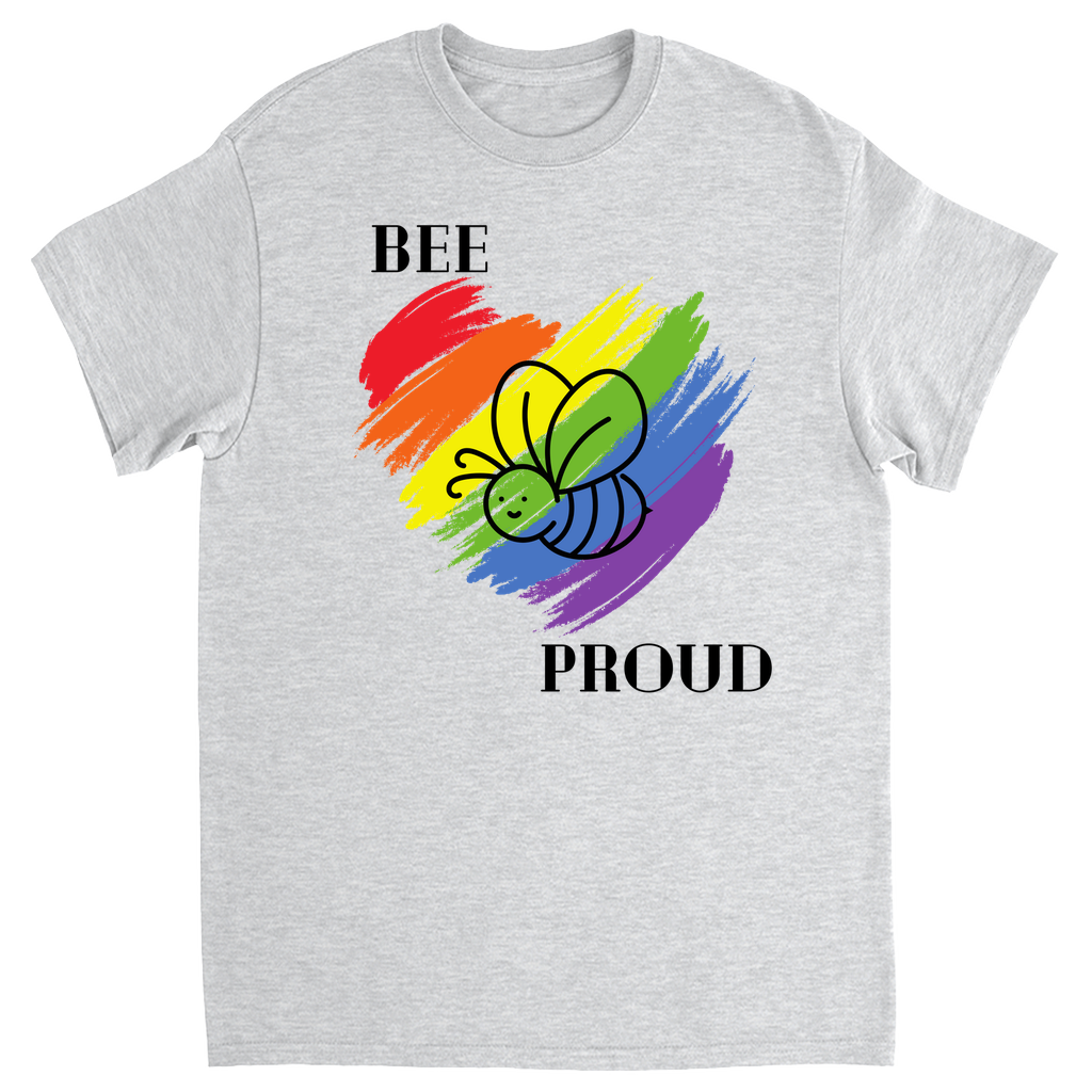 Bee Proud Heart Unisex Adult T-Shirt Ash Grey Shirts & Tops