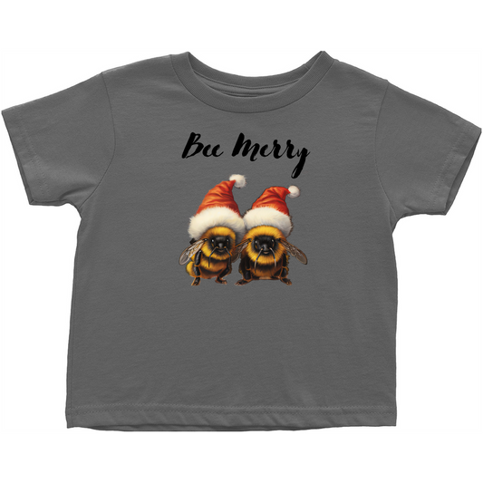 Bee Merry Toddler T-Shirt Charcoal Baby & Toddler Tops apparel holiday store