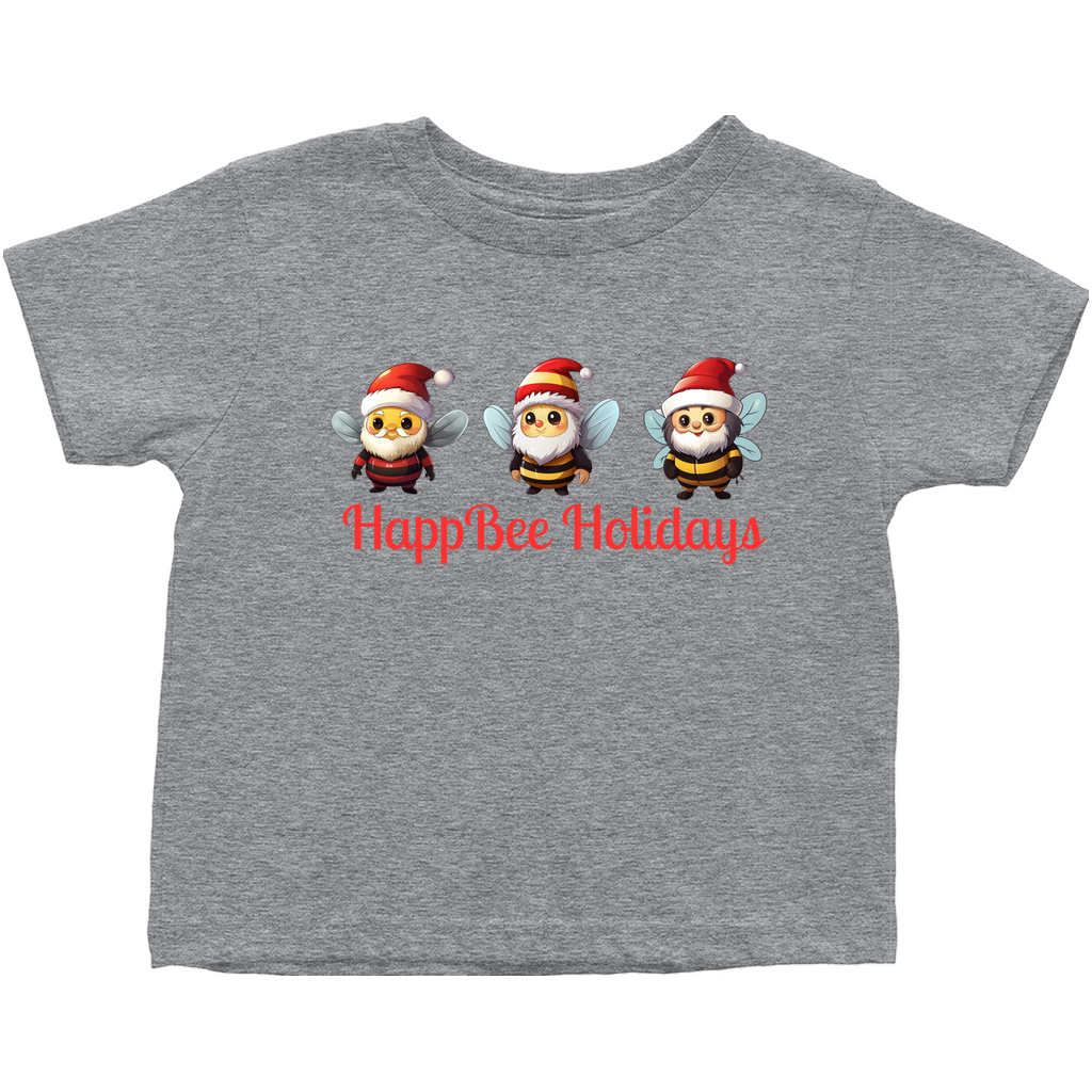 Happy Holidays Gnome Bees Toddler T-Shirt Heather Grey Baby & Toddler Tops apparel holiday store
