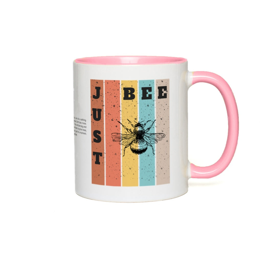 Just Bee Accent Mug 11 oz White with Pink Accents Coffee & Tea Cups gifts