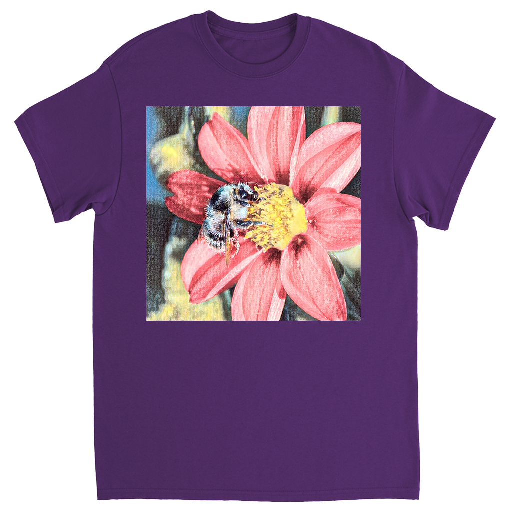 Painted Red Flower Bee Unisex Adult T-Shirt Purple Shirts & Tops apparel