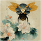 Vintage Japanese Paper Flying Bee - Acrylic Print 20x20 inch Acrylic Prints Vintage Japanese Paper Flying Bee