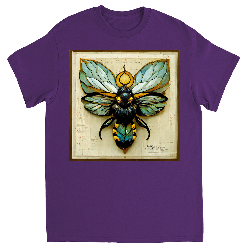 Paper Art Nouveau Bee Unisex Adult T-Shirt Purple Shirts & Tops apparel Paper Art Nouveau Bee