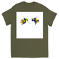 Friendly Flying Bees Unisex Adult T-Shirt Military Green Shirts & Tops