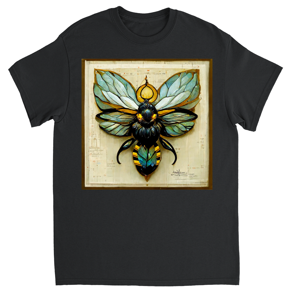 Paper Art Nouveau Bee Unisex Adult T-Shirt Black Shirts & Tops apparel Paper Art Nouveau Bee