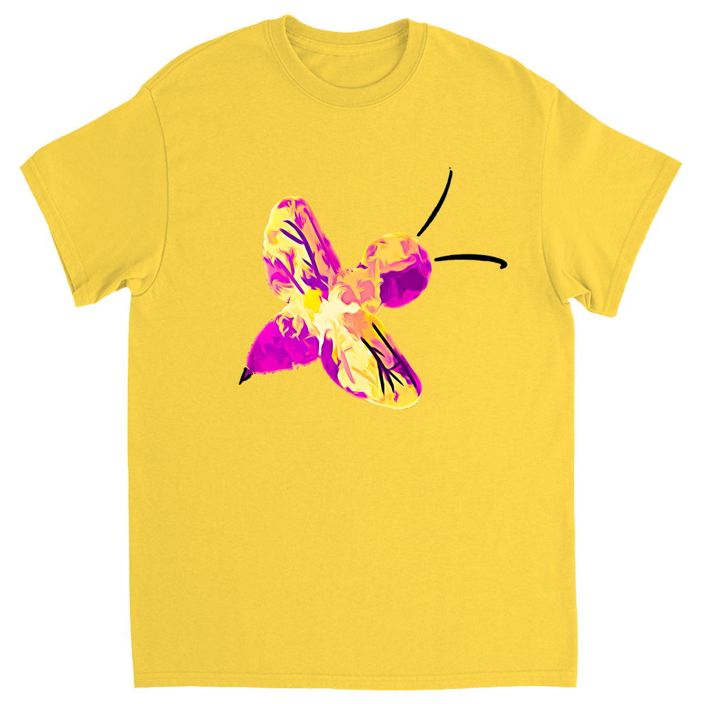 Abstract Pink and Yellow Bee Unisex Adult T-Shirt Daisy Shirts & Tops apparel