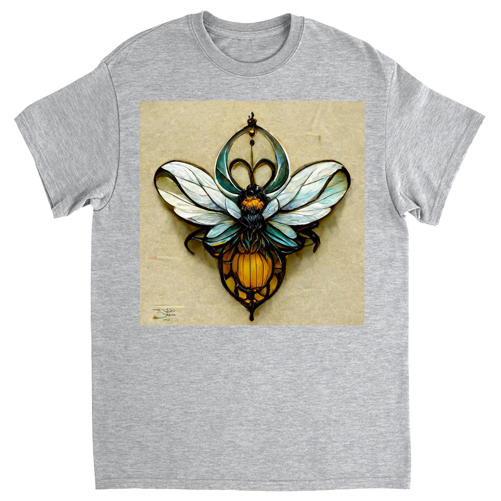 Blue Art Nouveau Bee T-Shirt Sport Grey Shirts & Tops apparel Blue Art Nouveau Bee