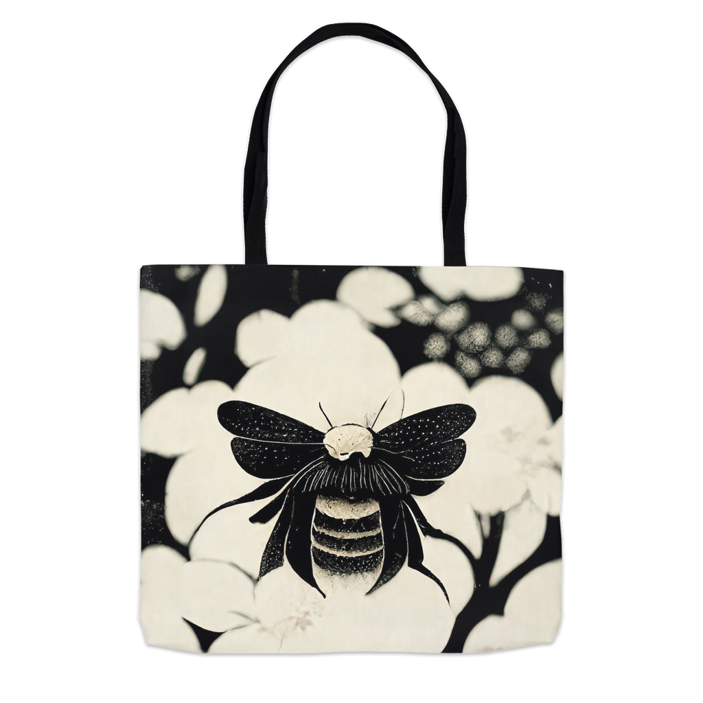 Vintage Japanese Woodcut Bee Tote Bag 13x13 inch Shopping Totes bee tote bag gift for bee lover gifts original art tote bag totes Vintage Japanese Woodcut Bee zero waste bag