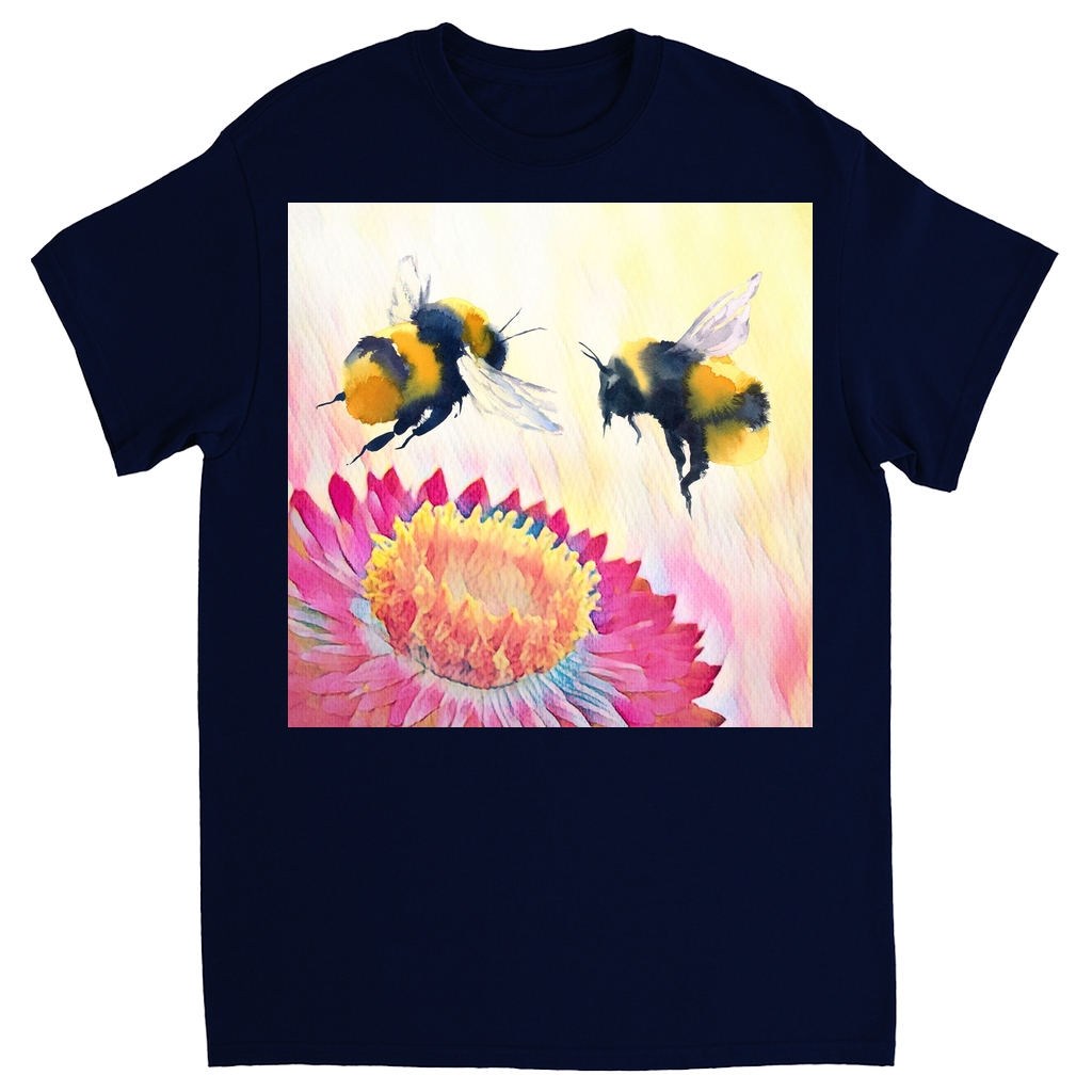 Cheerful Bees Unisex Adult T-Shirt Navy Blue Shirts & Tops apparel