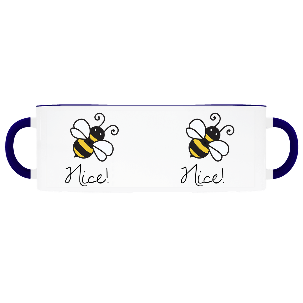 Bee Nice Accent Mug 11 oz White With Dark Blue Accents Coffee & Tea Cups gifts