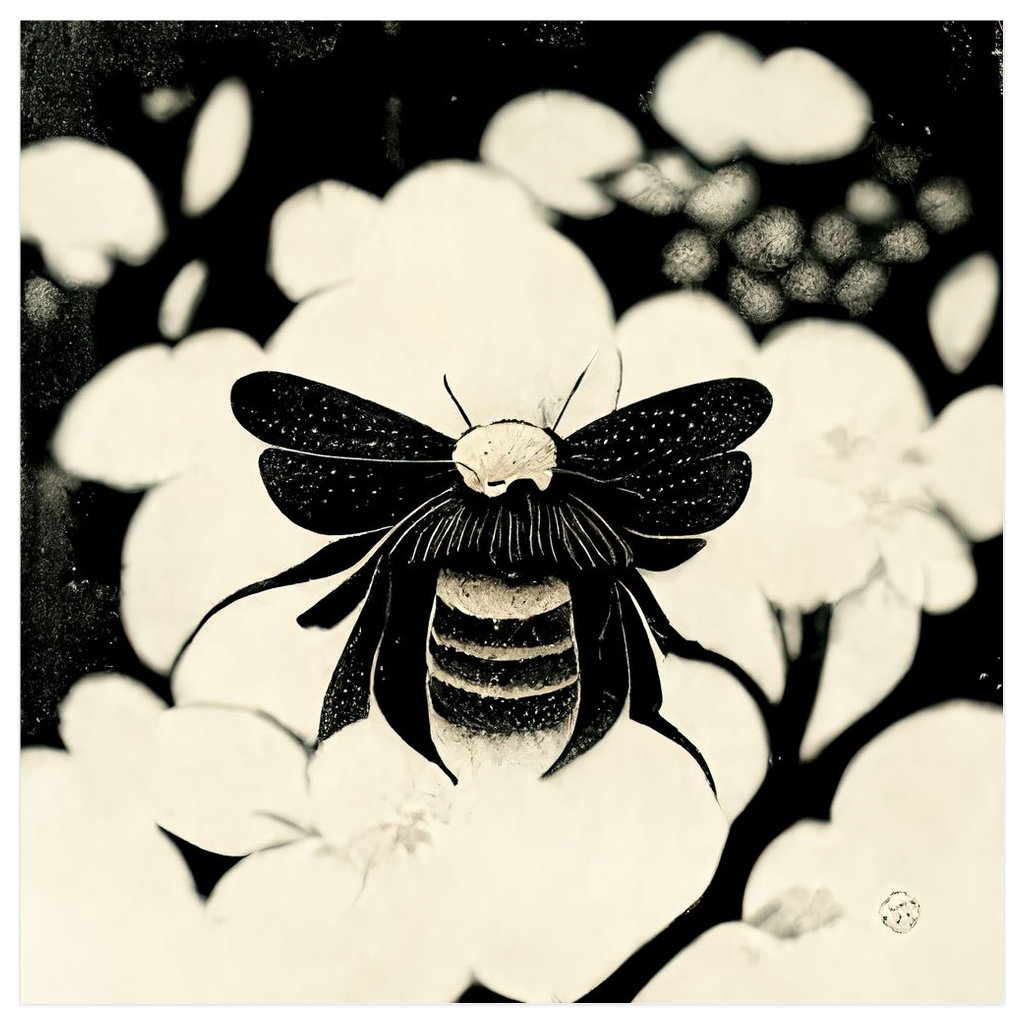 Vintage Japanese Woodcut Bee Poster 12x12 inch 500044 - Home & Garden > Decor > Artwork > Posters, Prints, & Visual Artwork Poster Prints Vintage Japanese Woodcut Bee