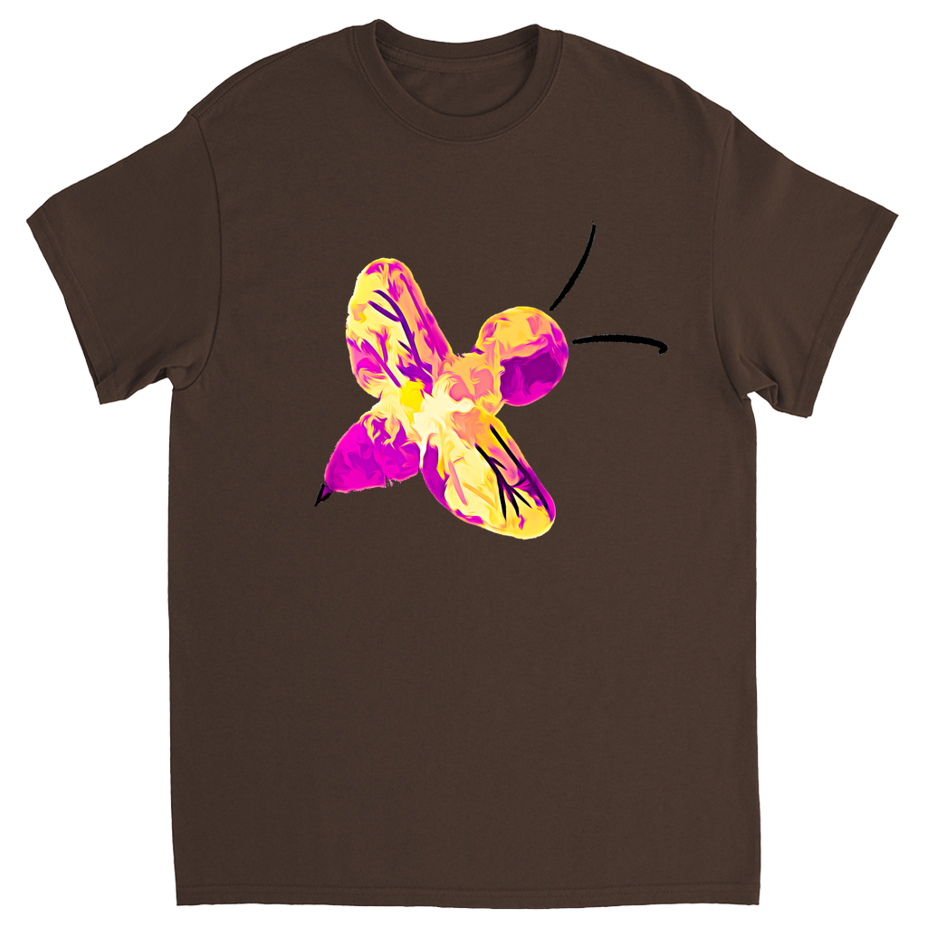 Abstract Pink and Yellow Bee Unisex Adult T-Shirt Dark Chocolate Shirts & Tops apparel