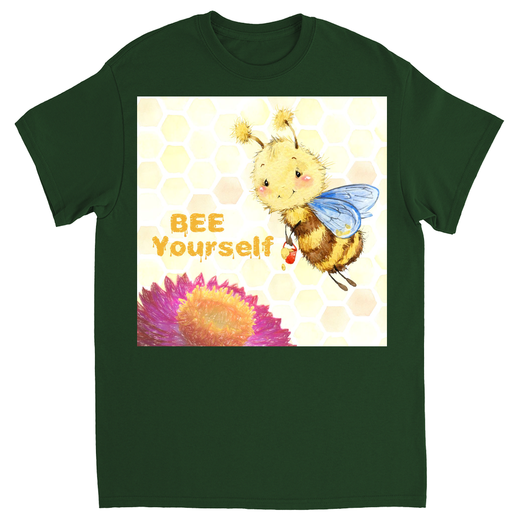 Pastel Bee Yourself Unisex Adult T-Shirt Forest Green Shirts & Tops apparel