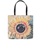 2 Painted Sunflower Bees Tote Bag 18x18 inch Shopping Totes bee tote bag gift for bee lover gifts original art tote bag sunflower tote bag zero waste bag
