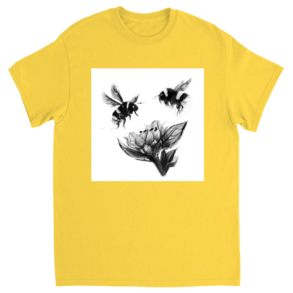 Ink Wash Bumble Bees Unisex Adult T-Shirt Daisy Shirts & Tops apparel Ink Wash Bumble Bees