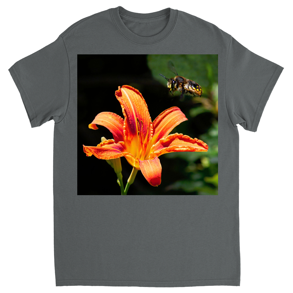 Orange Crush Bee Unisex Adult T-Shirt Charcoal Shirts & Tops apparel