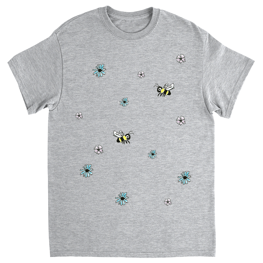Scratch Drawn Bee Unisex Adult T-Shirt Sport Grey Shirts & Tops apparel Scratch Drawn Bee