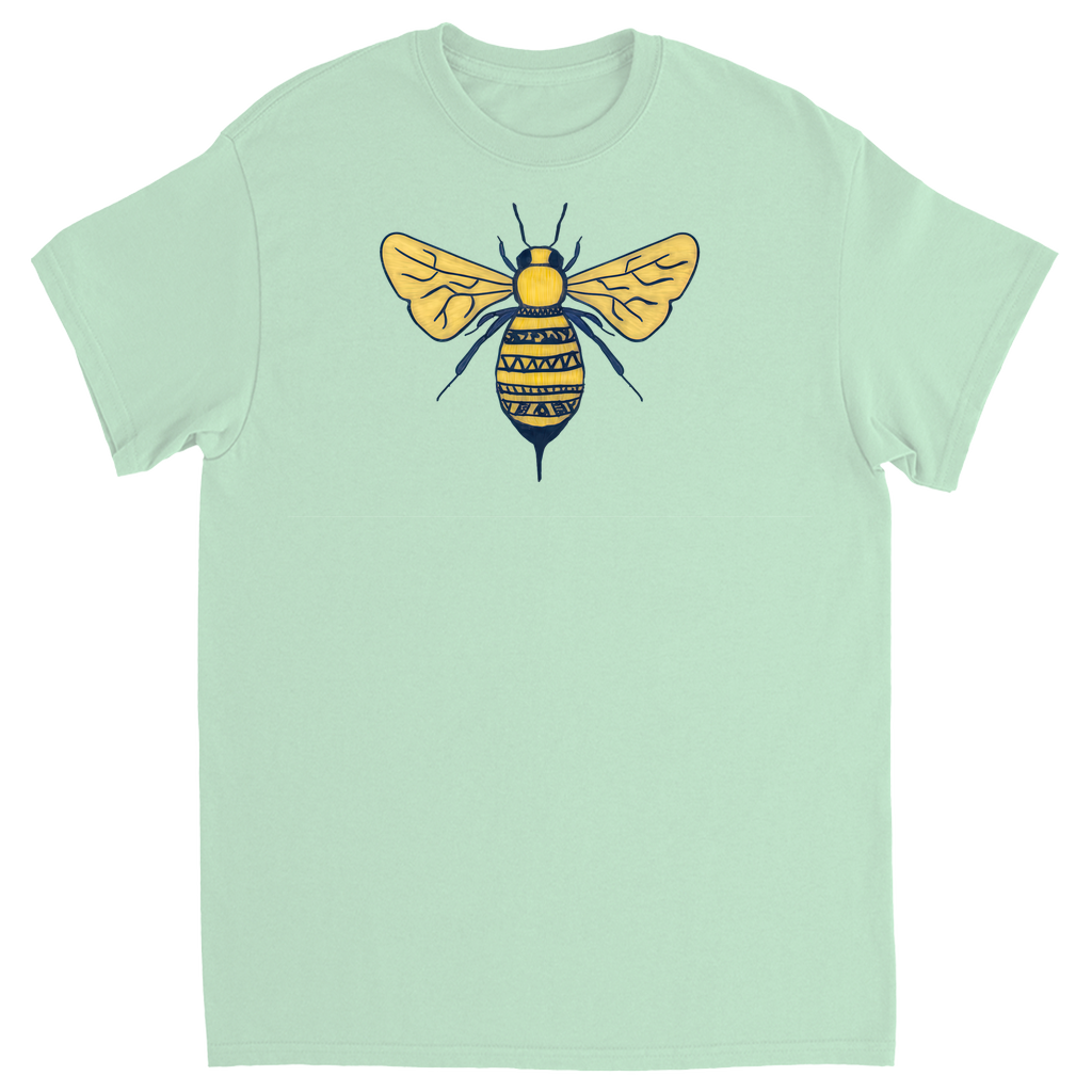 Deep Yellow Doodle Bee Unisex Adult T-Shirt Mint Shirts & Tops apparel
