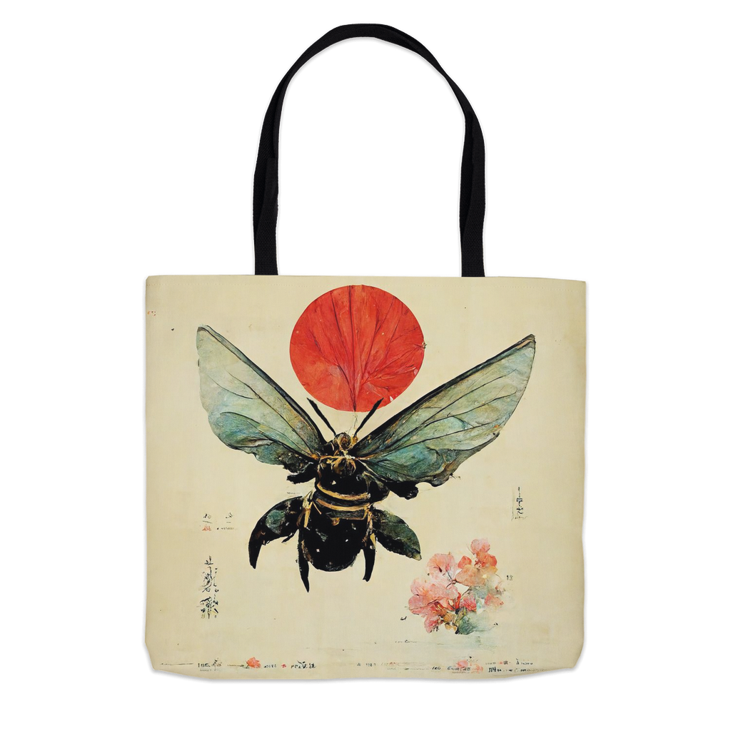 Vintage Japanese Bee with Sun Tote Bag 13x13 inch Shopping Totes bee tote bag gift for bee lover gifts original art tote bag totes Vintage Japanese Bee with Sun zero waste bag