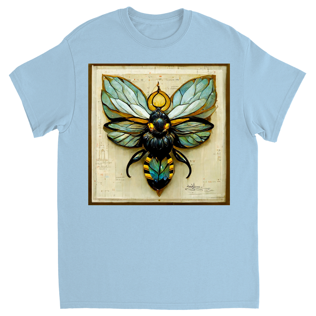 Paper Art Nouveau Bee Unisex Adult T-Shirt Light Blue Shirts & Tops apparel Paper Art Nouveau Bee