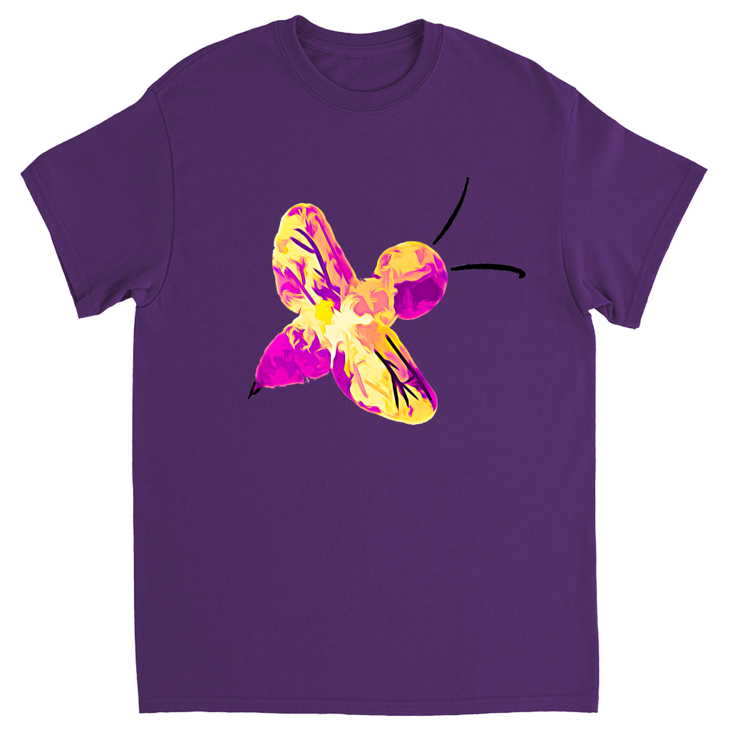 Abstract Pink and Yellow Bee Unisex Adult T-Shirt Purple Shirts & Tops apparel