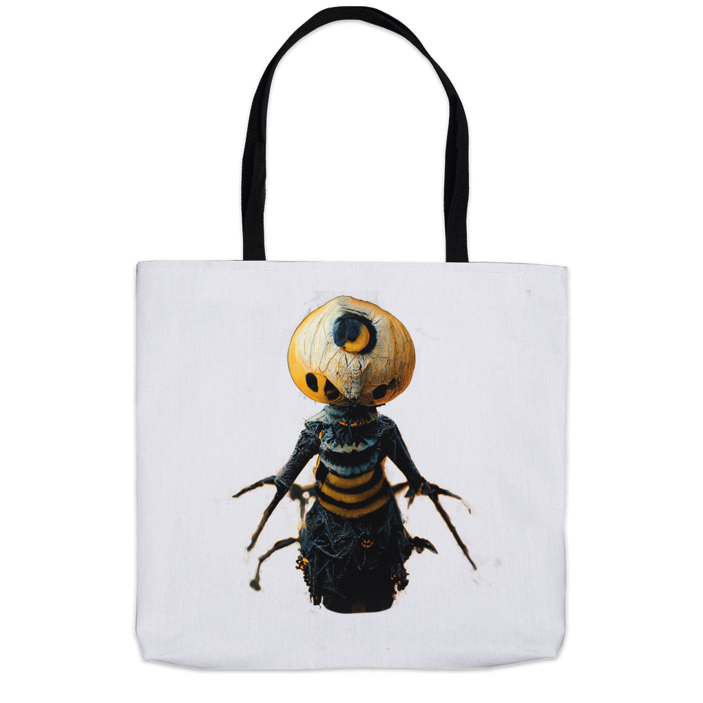 Scary Bee Man Halloween Tote Bag 18x18 inch Shopping Totes bee tote bag gift for bee lover halloween original art tote bag totes zero waste bag